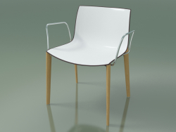 Cadeira 2084 (4 pernas de madeira, com braços, polipropileno bicolor, carvalho natural)