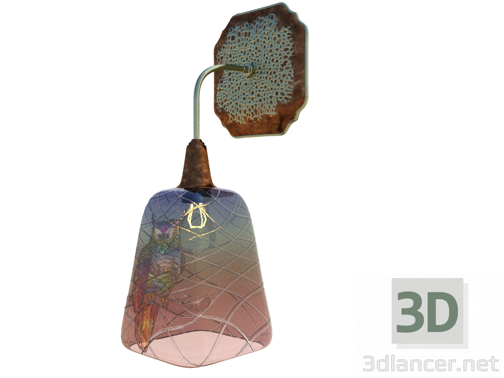 3d Sconce with an owl model buy - render
