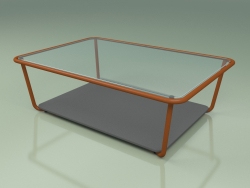 Tavolino 002 (vetro millerighe, metallo ruggine, HPL grigio)