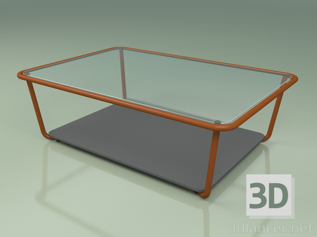 modello 3D Tavolino 002 (vetro millerighe, metallo ruggine, HPL grigio) - anteprima