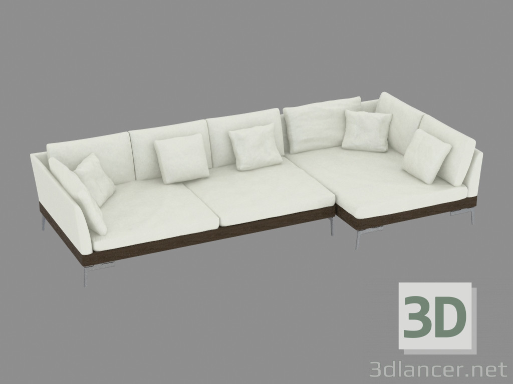 modèle 3D Canapé d'angle en cuir modulaire Angolo 209i - preview