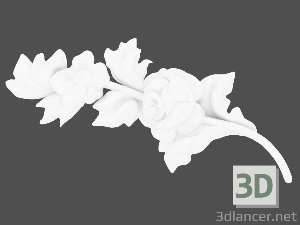 3d модель Квітка з листям – превью