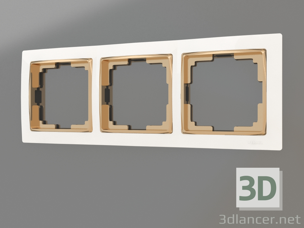3D Modell Rahmen für 3 Pfosten Snabb (weiß-gold) - Vorschau