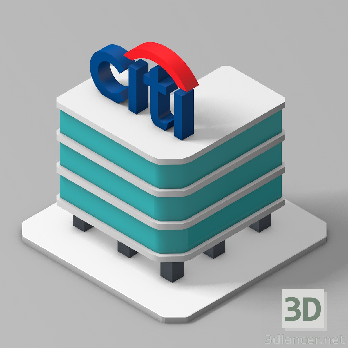 3D modeli Citibank binası - önizleme