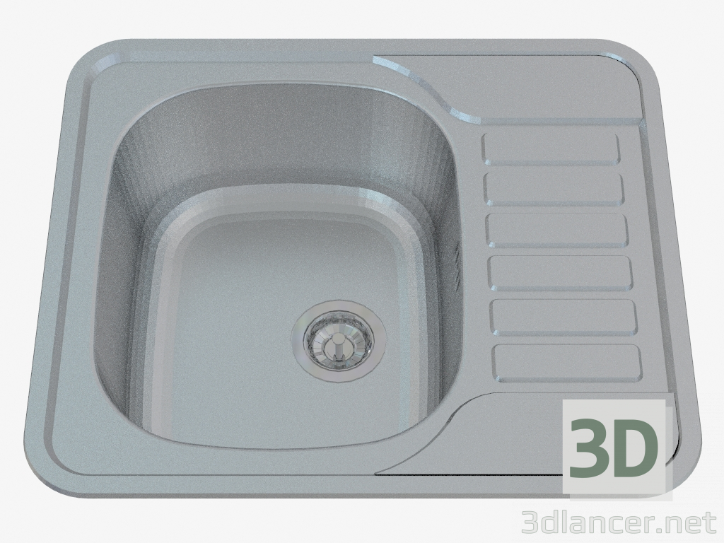 modello 3D Lavello, 1 vasca con scolapiatti - satin Soul (ZEO 011A) - anteprima