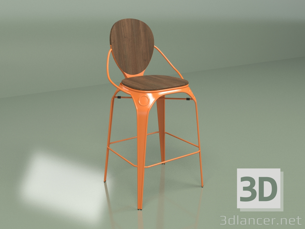 3D modeli Bar taburesi Louis (turuncu) - önizleme