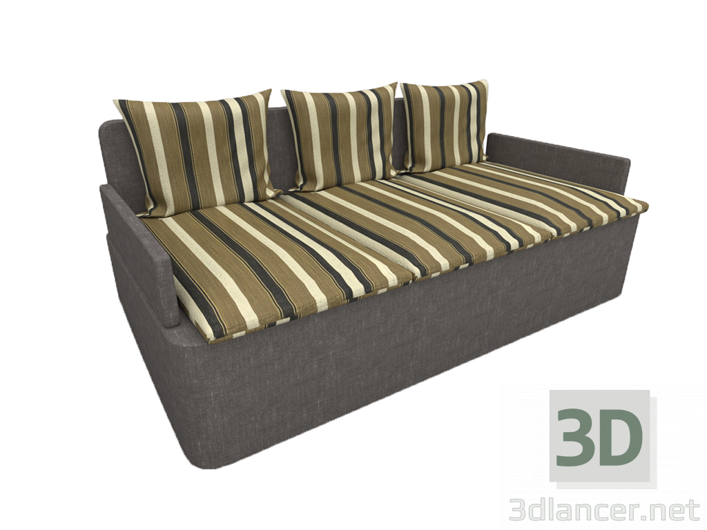 Sofa mit gestreiften Kissen 3D-Modell kaufen - Rendern