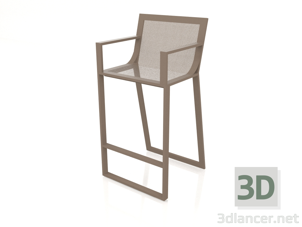 3D modeli Yüksek sırtlı ve kolçaklı yüksek tabure (Bronz) - önizleme