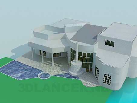 3D Modell Villa mit pool - Vorschau