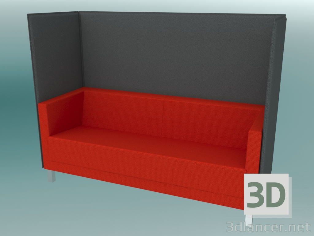 3d model Sofá de tres plazas con tabiques, con patas (VL3 HW) - vista previa