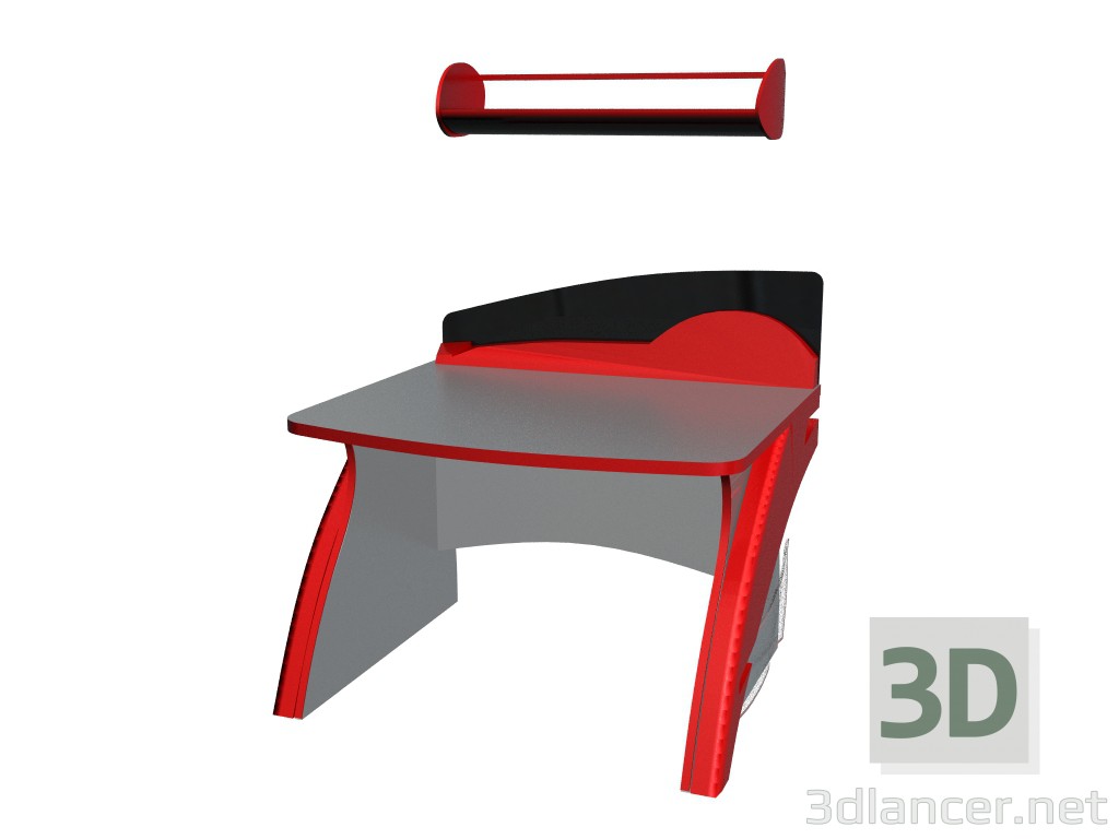 3d модель Детский письменный стол с полкой – превью