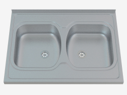 Sink, 2 bowls without wing for drying - satin Tango (ZM6 020N)