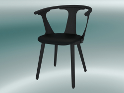 Stuhl dazwischen (SK2, H 77 cm, 58 x 54 cm, schwarz lackierte Eiche, Leder - schwarze Seide)