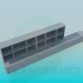 3D modeli Uzun düşük yer standı ve duvar raf kümesi - önizleme