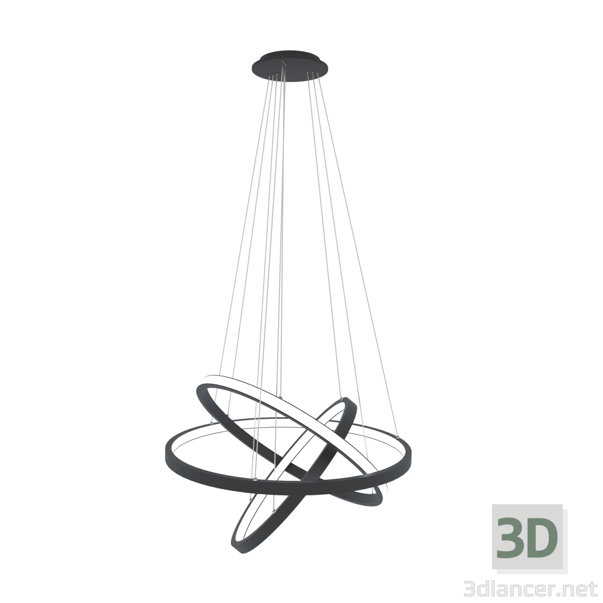 modello 3D Lampadario moderno nero - anteprima