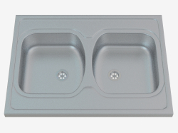 Sink - 2 bowls without wing for drying - satin Tango (ZM6 0200)