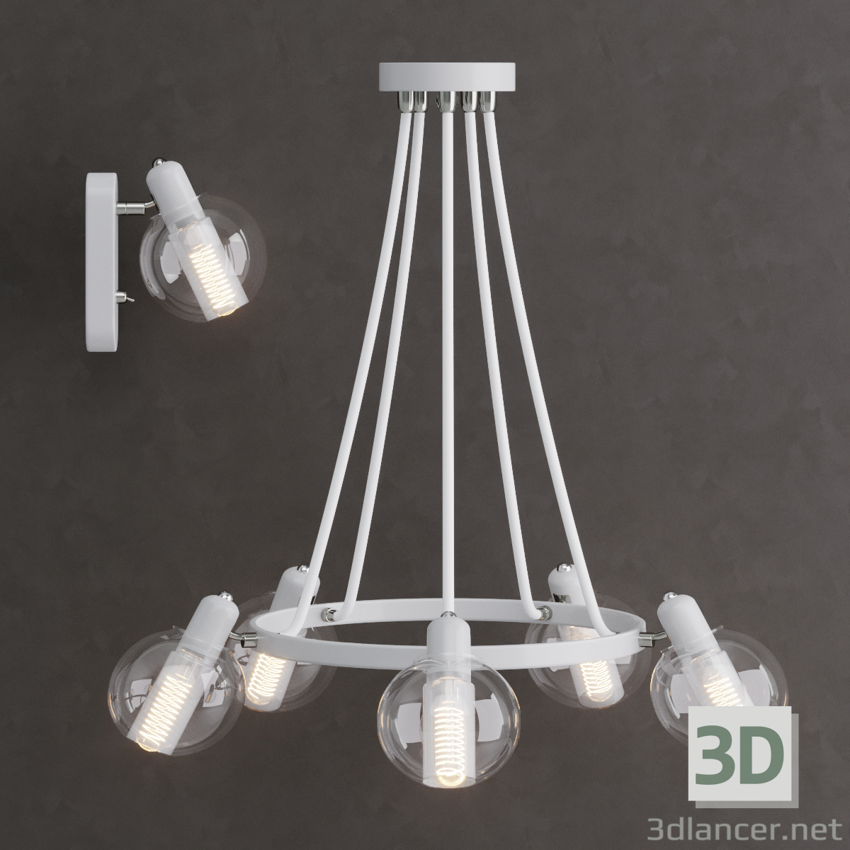 3d Suspended chandelier 3648/5 Lumion RITA and Sconce 3648 / 1W Lumion RITA model buy - render