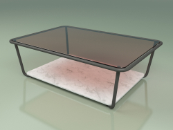 कॉफी टेबल 002 (कांस्य कांच, धातु का धुआं, कैरारा संगमरमर)