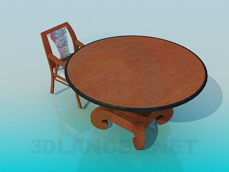 3 डी मॉडल गोल मेज कुर्सी के साथ - पूर्वावलोकन