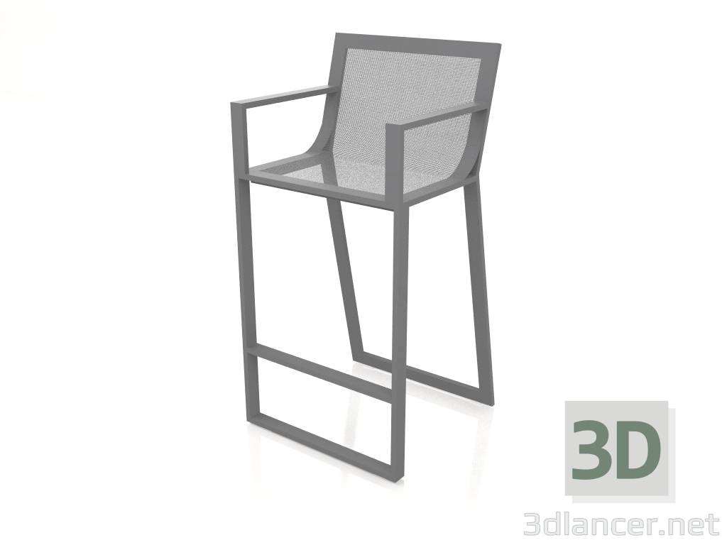 3D Modell Hoher Hocker mit hoher Rückenlehne und Armlehnen (Anthrazit) - Vorschau