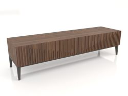 Meuble TV, placage noyer finition F, laque mate gris foncé (180x50x45,3 cm)