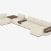 3d model Modular corner sofa with shelf and table - preview