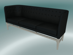 Triple sofa Mayor (AJ5, H 82cm, 62x200cm, White oiled oak, Leather - Black Silk)