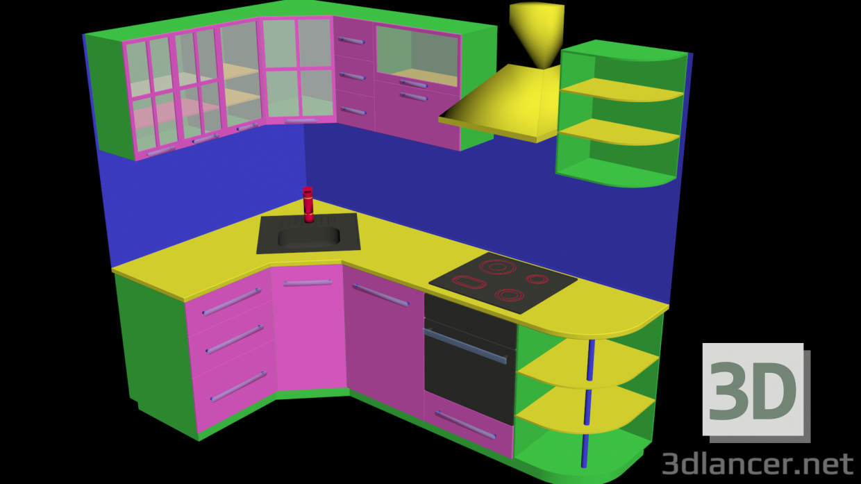 3 डी मॉडल छोटा रसोईघर - पूर्वावलोकन