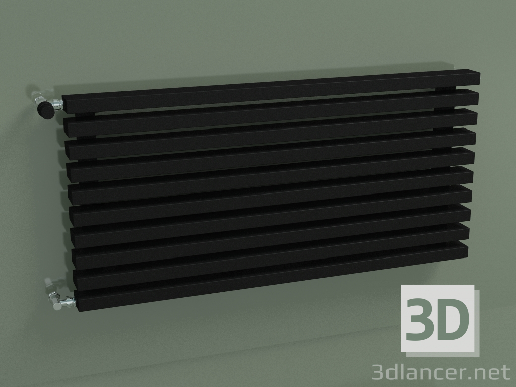 modello 3D Radiatore orizzontale RETTA (10 sezioni 1000 mm 60x30, nero opaco) - anteprima