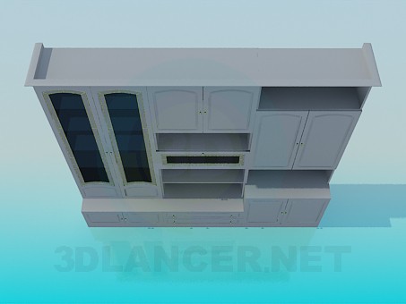 3D Modell Schrankwand im Wohnzimmer - Vorschau