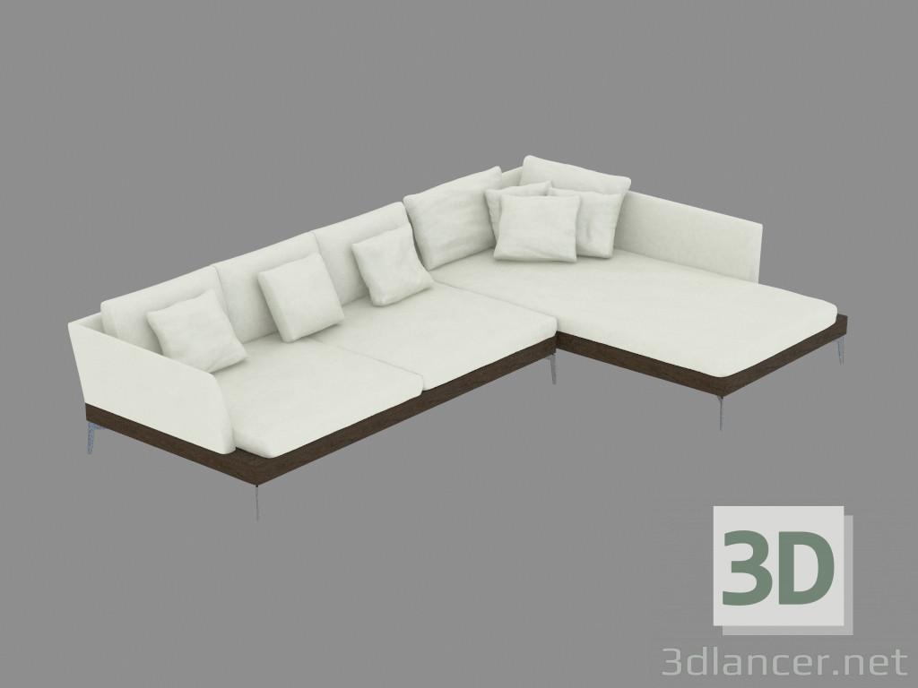 modello 3D Divano Fianco Term 209 angolo in pelle modulare - anteprima
