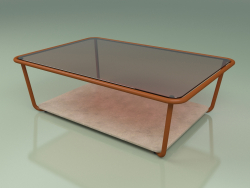 Mesa de centro 002 (vidro bronzeado, ferrugem metálica, pedra Farsena)