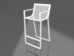 High stool with a high back and armrests (White)