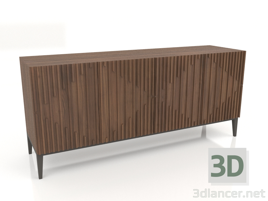 3d model Aparador, chapa de nogal acabado F, lacado mate gris oscuro (180x50x80,3 cm) - vista previa