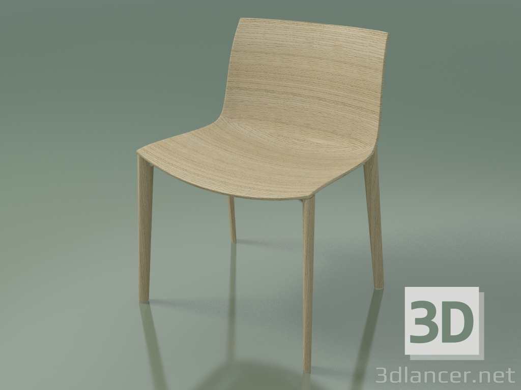 modello 3D Sedia 2087 (4 gambe in legno, senza rivestimento, rovere sbiancato) - anteprima