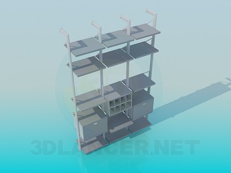 modèle 3D Rack avec étagères - preview