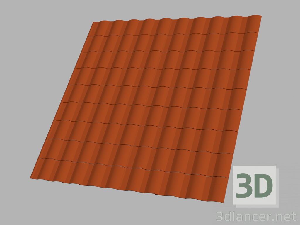modèle 3D Tuiles en terre cuite / pvc - tuile - preview