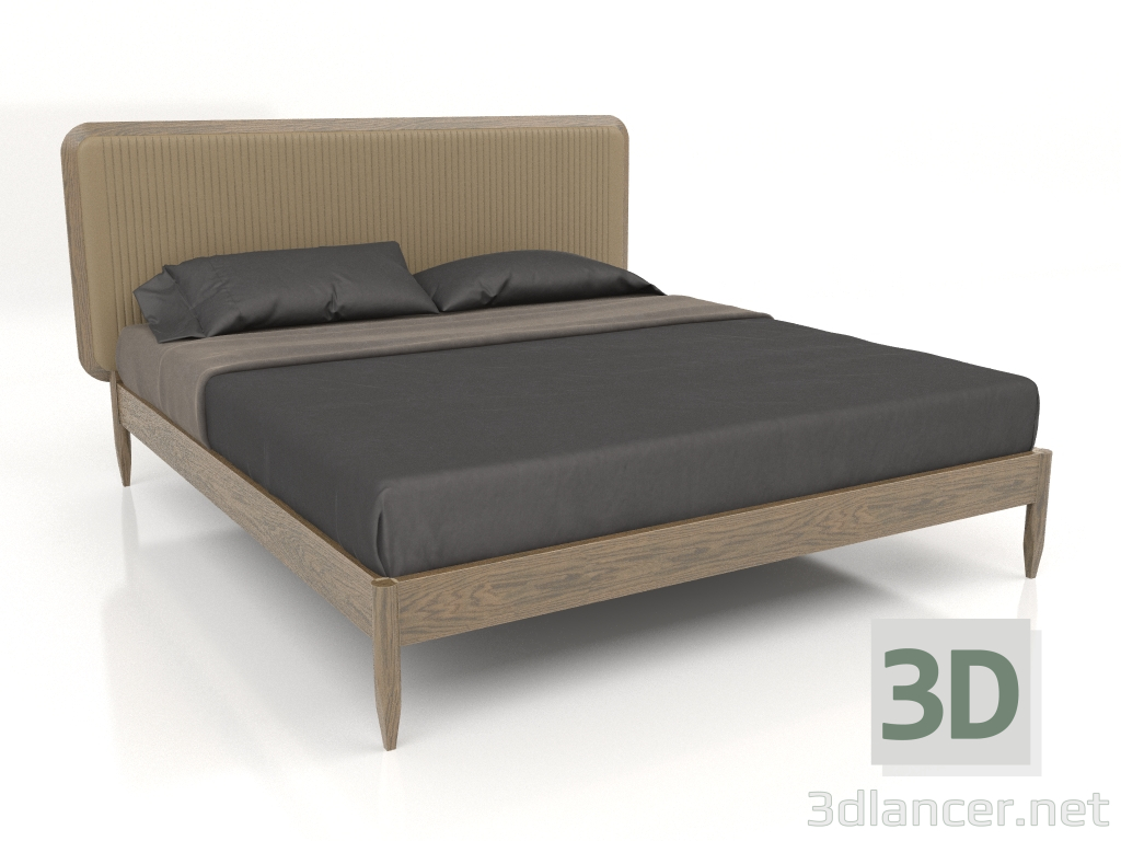 Modelo 3d Cama com ripas, acabamento em folheado de carvalho W, couro LE06 (206x213x115 cm) - preview