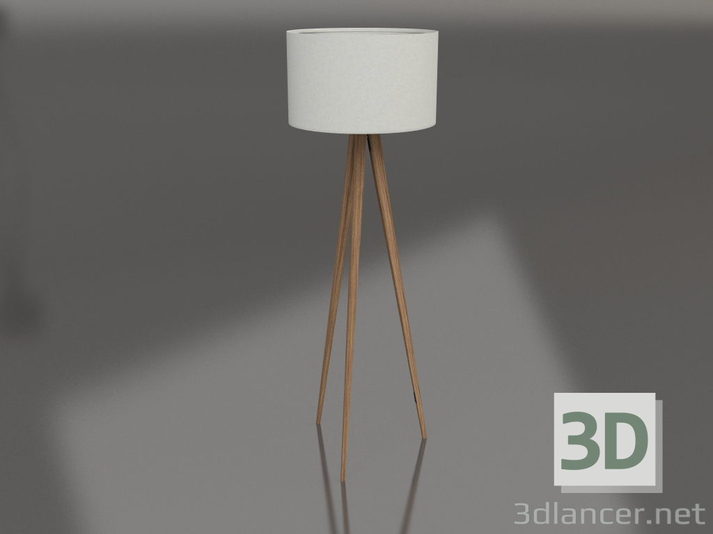 3D Modell Stehleuchte Tripod (Holz Weiß) - Vorschau