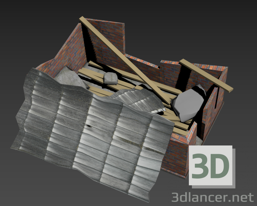 3d модель Разрушенный дом – превью