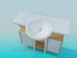 Round wash basin with pedestal