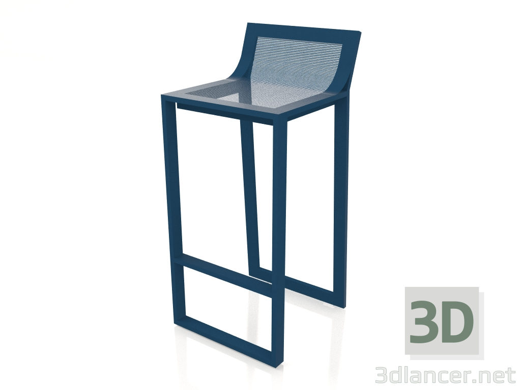 modello 3D Sgabello alto con schienale alto (Grigio blu) - anteprima