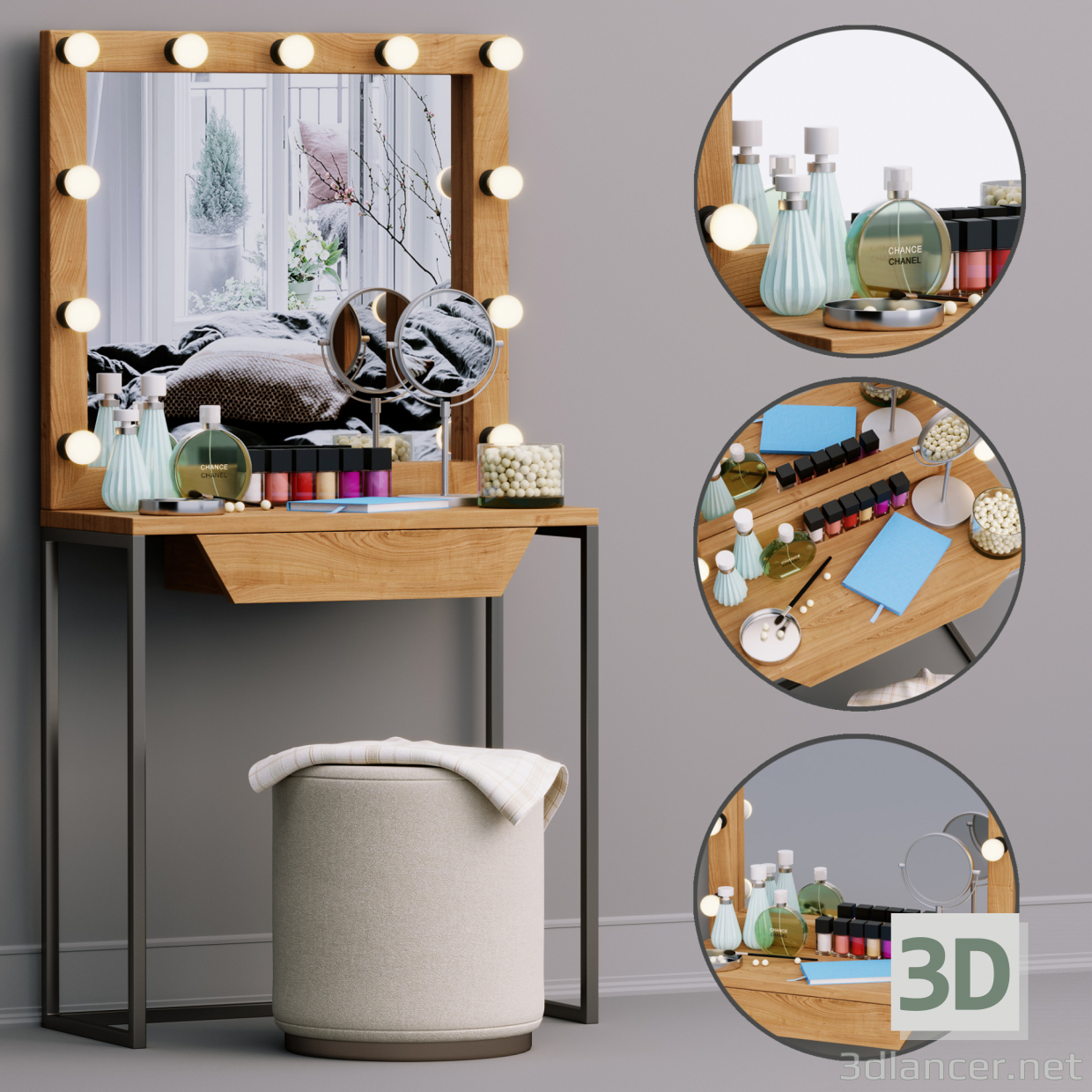 3d Декоративный набор Туалетный столик MakeUP set модель купить - ракурс