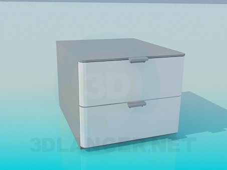 3d модель Квадратна тумба з 2 ящиками – превью