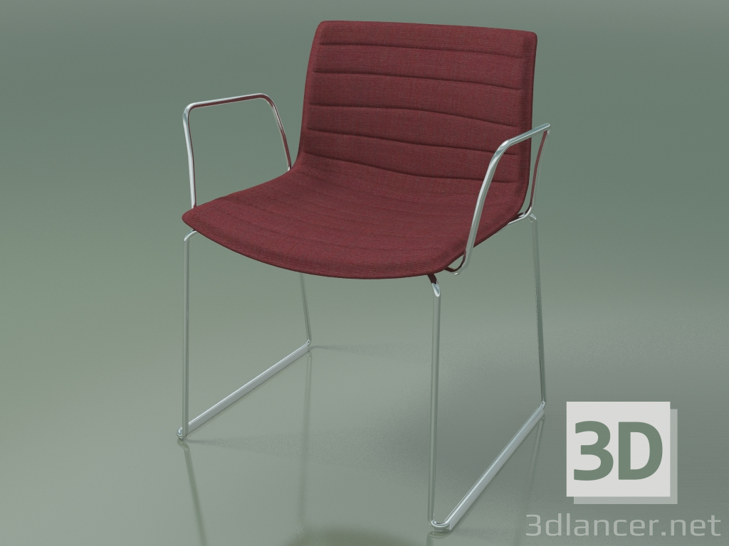 modèle 3D Chaise 3120 (sur patins, avec accoudoirs, avec revêtement en tissu amovible) - preview
