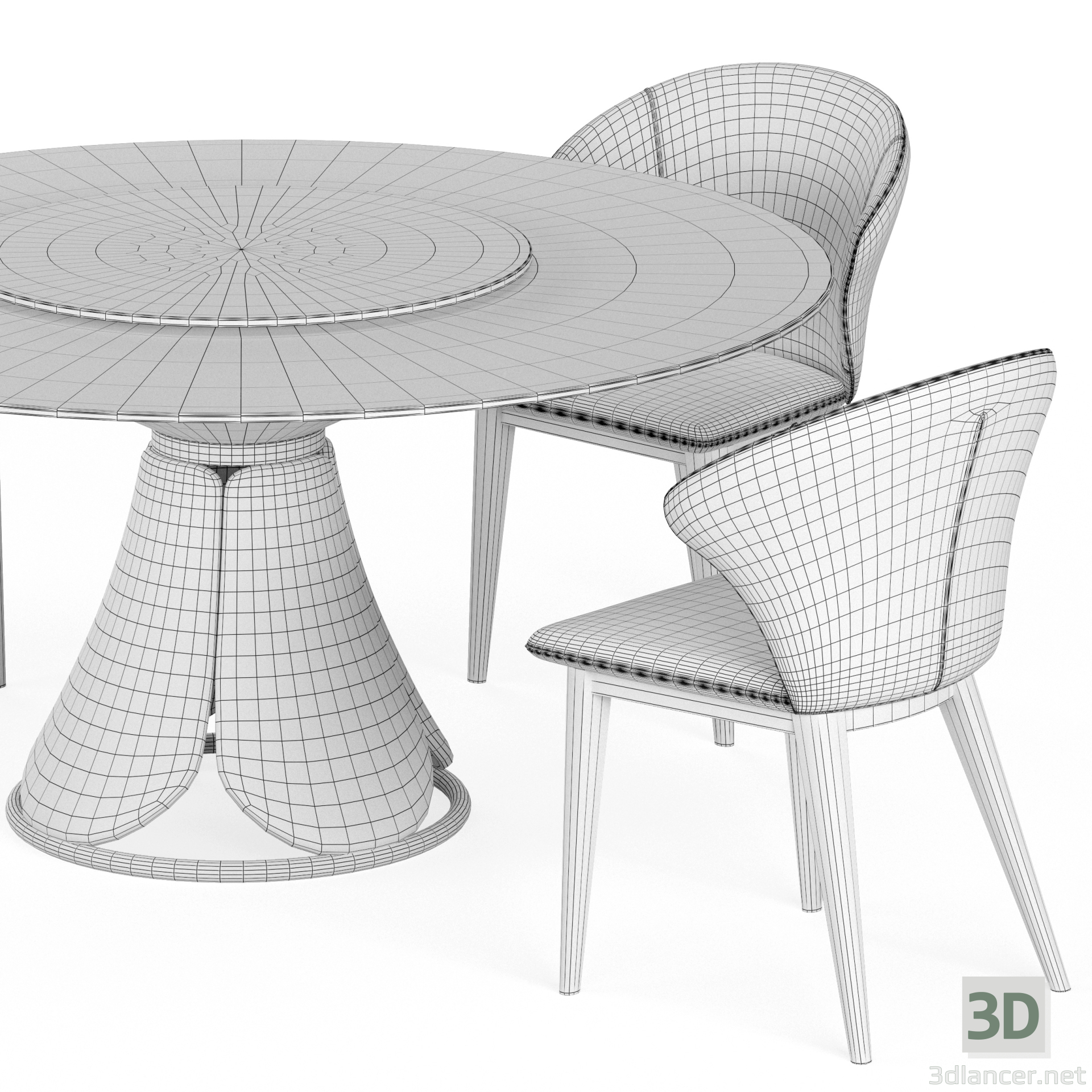 3D Yemek Sandalyesi Berjer Sandalye Kahverengi modeli satın - render
