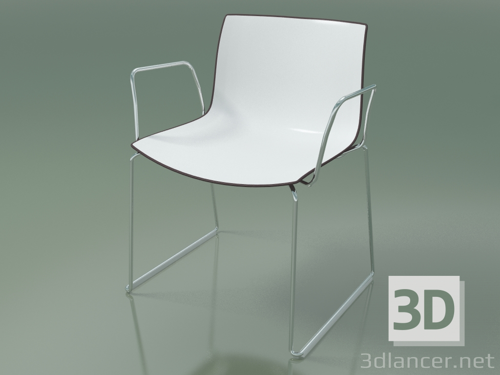 modèle 3D Chaise 2074 (sur traîneau, avec accoudoirs, polypropylène bicolore) - preview