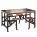 3d Wooden table with bar stools model buy - render
