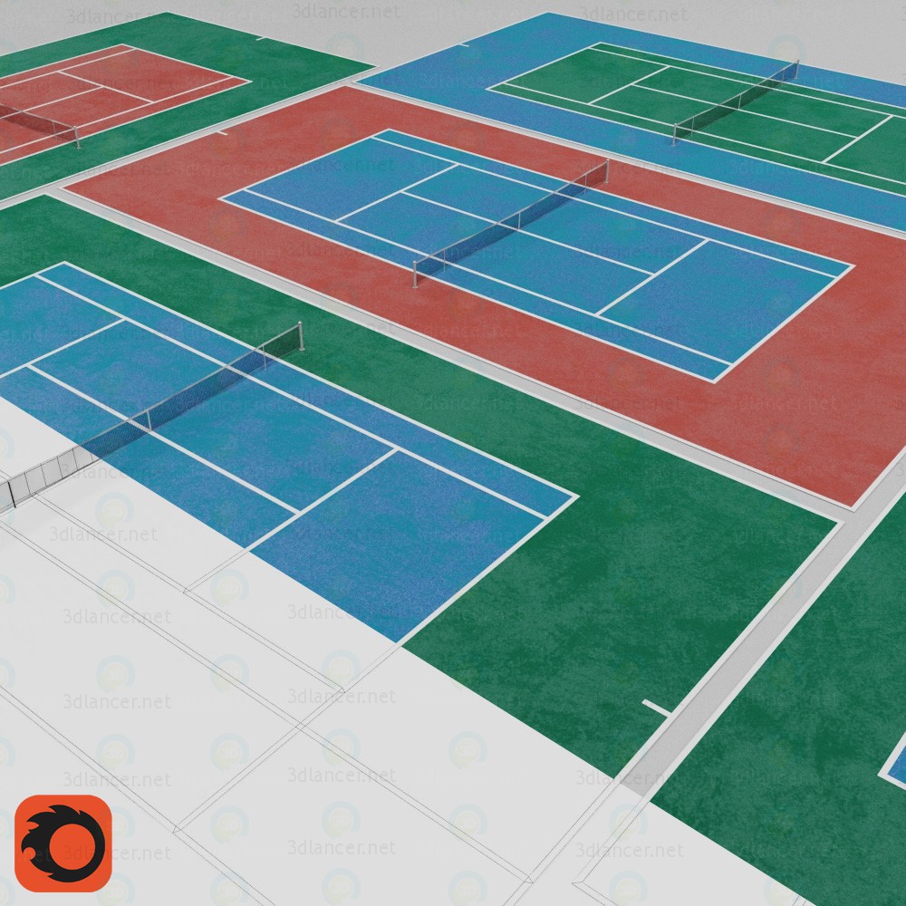3d model Cancha de tenis - vista previa