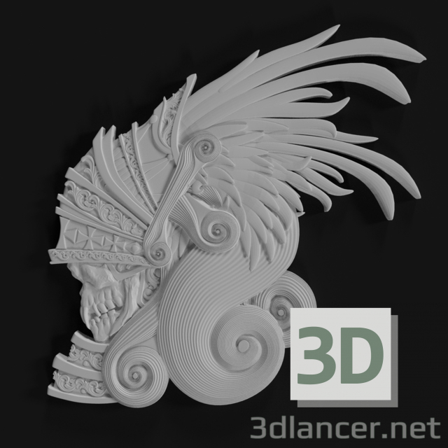 3d model Stucco Decor with monster - preview